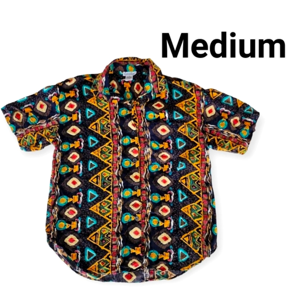 Vintage 1990s Men's Excellent Brand size Medium Groovy Western Button Up Shirt